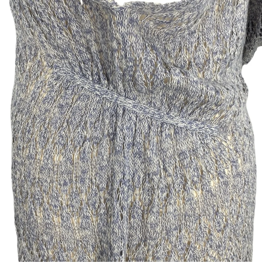 Anthropologie Moth Pointelle Slate Gray Linen Blend Lace Knit Hooded Sweater - Picture 14 of 16